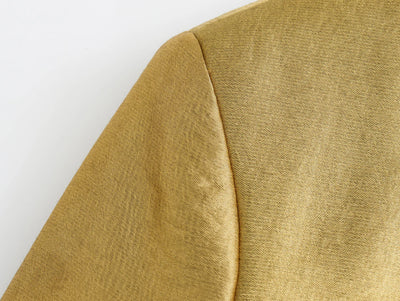Women's Autumn Fashion Single Breasted Blazer Retro Elegant Gold Blazer Suit Temperament Commuter Casual Women's Blazers