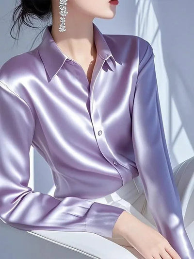 Pink Satin Women Waist-hugging Professional