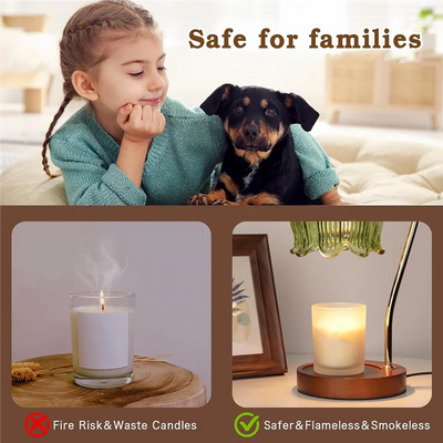 B84B-Cute Candle Warmer Lamp With Timer& Dimmable Function, House Warming Gift For New Homes, Lotus Wax Melt Lamp US Plug