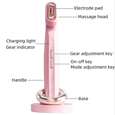 360° Rotating EMS Microcurrent Face Lifting Red Light Facial Wand Eye Neck Massager Skin Tightening Anti Wrinkle Eye Beauty Care