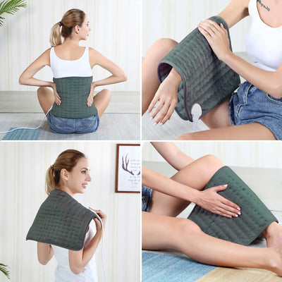 Soft Washable Thermal Electric Heating Pad Blanket For Shoulder Legs Feet Hands Abdomen Winter Warming Heated Mat 6 Levels Gray