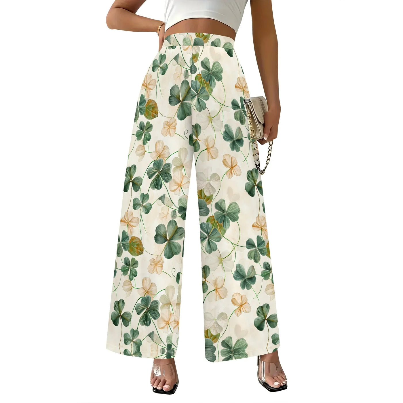 Women's Wide Leg Sweatpants Casual Elastic High Waisted Drawstring Long Pants Beach Vacation Pants with Pockets