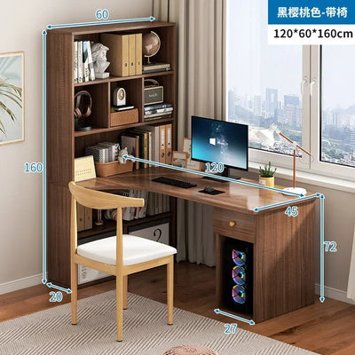 Computer Desk L Shaped Lap Table 55'' Office Desk with 3 Drawers and Bookshelf, L Shaped Large Corner Desk with Storage Shelves
