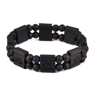 Wood AUM OM Ohm Hindu Buddhist Hinduism Yoga India Charm Bracelets Party Gift Fashion Jewelry