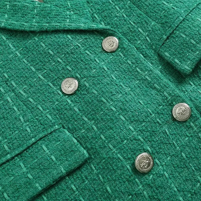 Green Double Breasted Women's Blazer, Beige, Black, Red Women Suit Jacket, Spring Vintage Female Coats