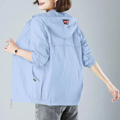 2025 New Fashion Summer Sun Protection Clothing Women Hooded Short Breathable Loose Print Thin Casual Sun Jackets Female Coats