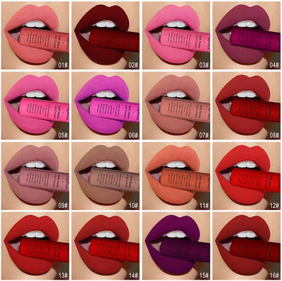 QIBEST Sexy Velvet Matte Lip Gloss Liquid Lipstick Lipgloss Beauty Red Nude Waterproof Long-lasting Lip Stain Makeup For Women