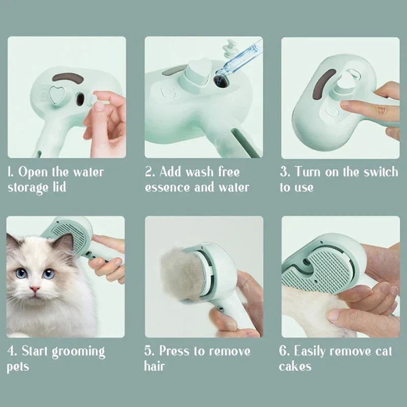 Cat Dog Comb Pet Steam Massage Brush Safe Round Head Soft Teeth Spray Hair Removal Comb for Universal for Cats Dogs Accessories