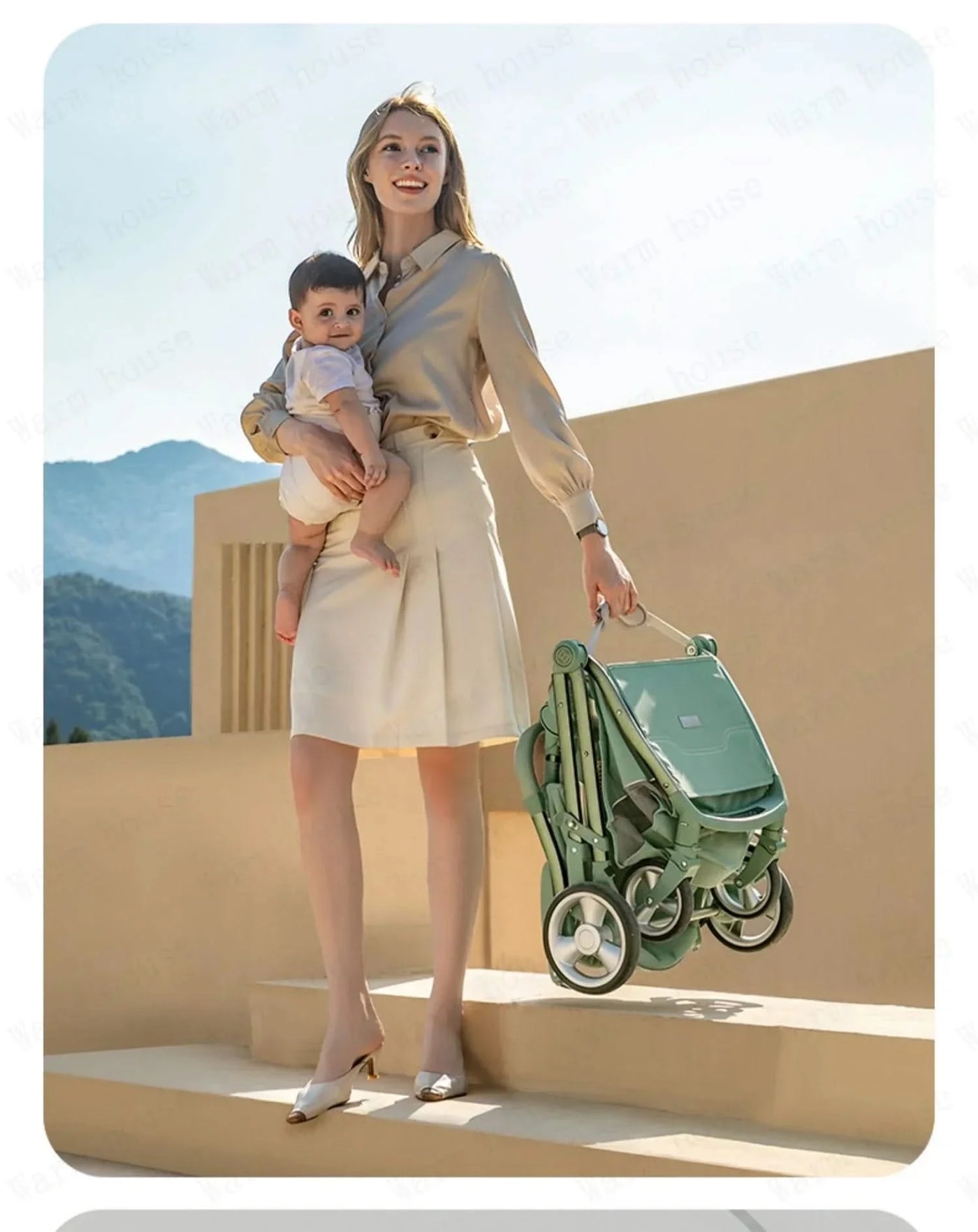 Portable Foldable Baby Stroller, High View Two-way Baby Stroller, Lightweight Travel Baby Stroller,  Adjustable Backrest