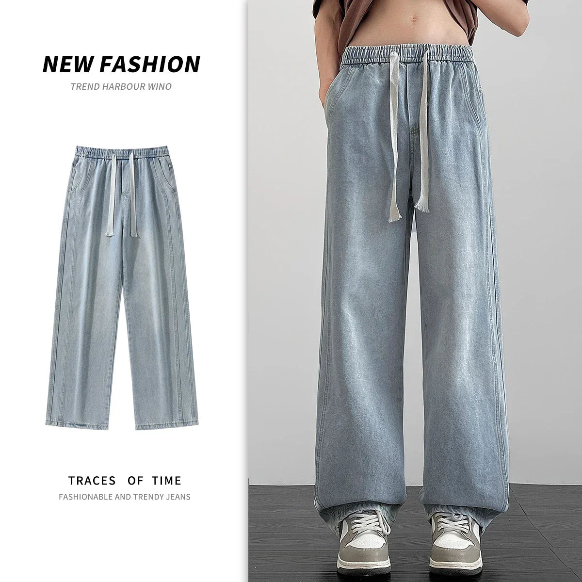 Men's denim pants American retro straight leg jeans loose and breathable suitable for daily casual street men's essential items