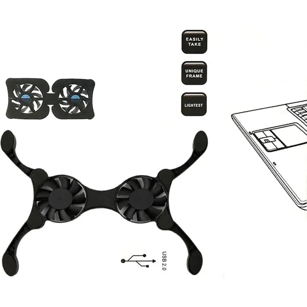 Cooler Stand Laptop Cooler Low Noise Cooling Portable Ultra Slim Gaming Laptop Cooling Pad Prevent Overheatin for 13inch Laptop