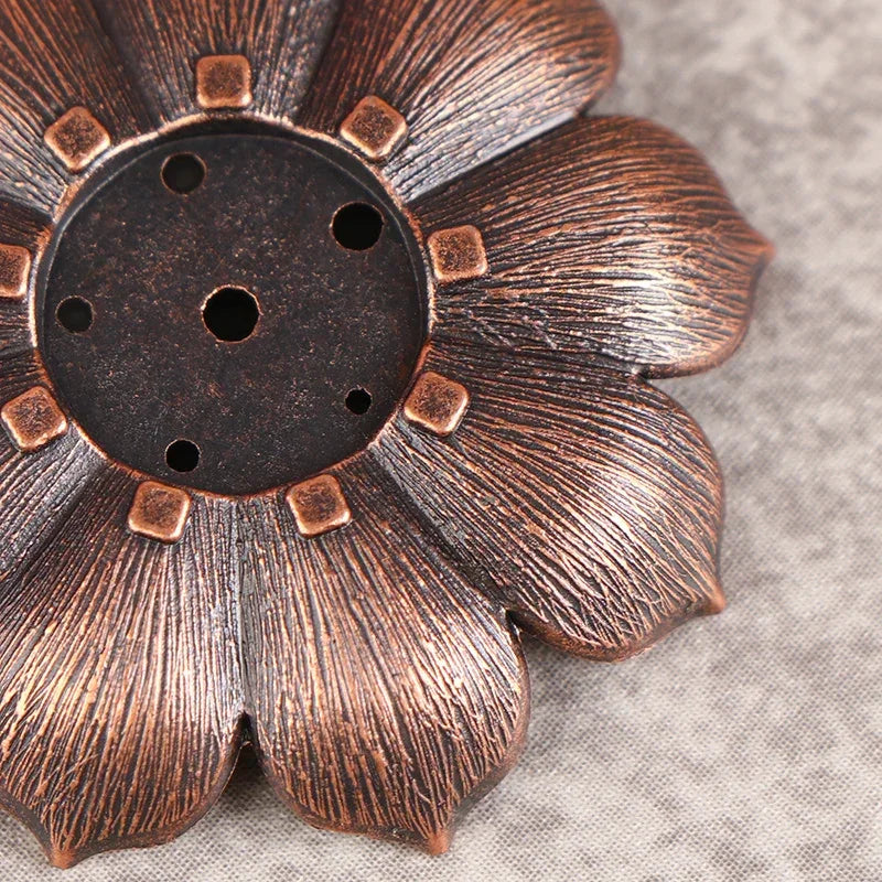 Buddhism Lotus Line Incense Holder Plate Alloy Incense Burner Temples Yoga Studios Home Decoration