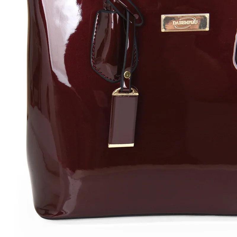 Women handbags high quality patent leather women’s bag fashion shoulder bag luxury tote bag + card package designer
