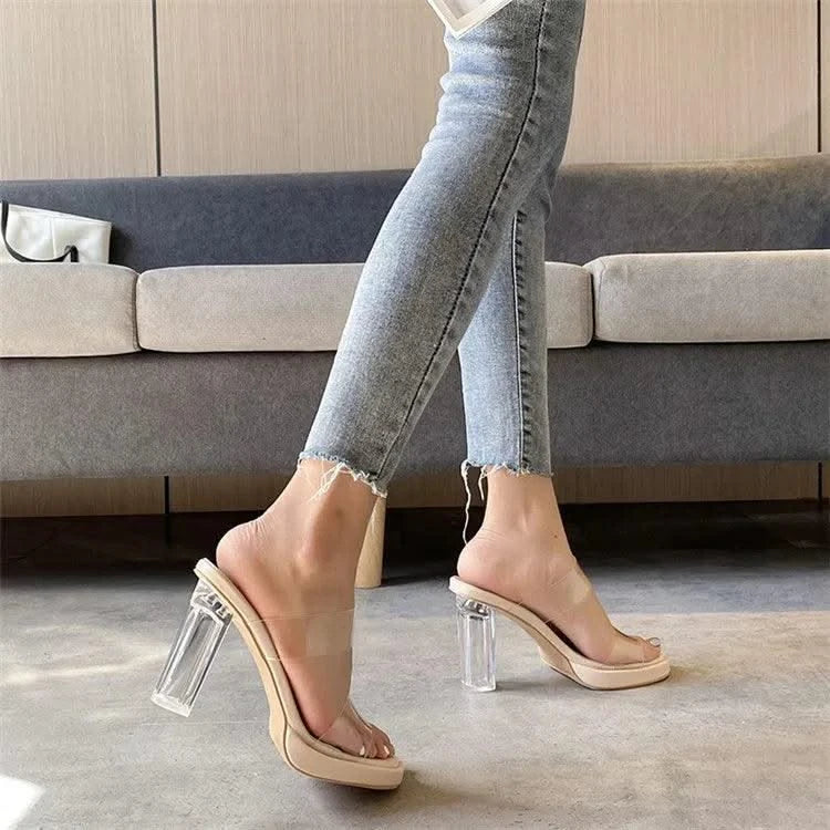 Women's Thick Crystal High Heels, Summer | Waterproof | Not Tired Feet | Slippers, Sandals, Women's Shoes