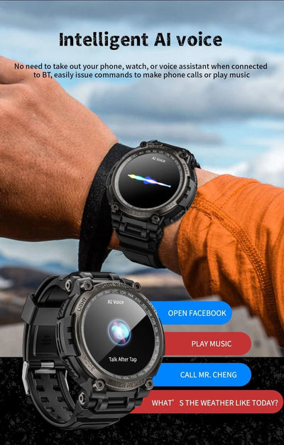LOKMAT New ATTACK MAX Sport Rugged Smart Watch BT Calls Waterproof Military Smartwatches Heart Rate Monitor Fitness Tracker