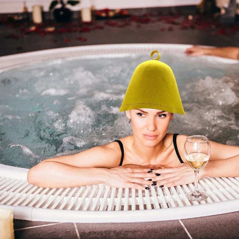Handmade Thicken Wool Felt Sauna Hats Unisex Hair Protection Spa Sauna Accs for Bath Protection Felt Sauna Cap Absorbent Spa Cap