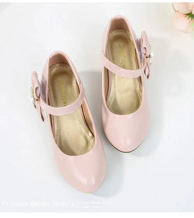 Children's Leather High Heels Shoes | Casual Soft Bottom Footwear Kids