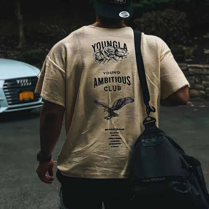 YA New style Oversized T-Shirt Fashion Trend Casual Men's Clothing Summer Loose Cotton Round Neck Print Plus Size Short Sleeves