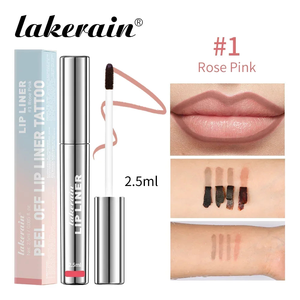 Lip Liner Peel Off Tattoo Lipgloss 4Colors Waterproof Long Lasting Matte Lip Tint Brown Contour Tear-off Lips Stain Cosmetic
