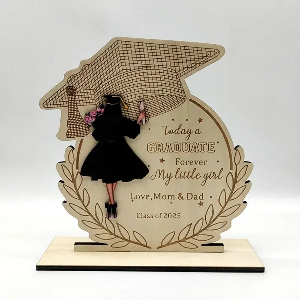 Desktop decor wooden graduation ornament rustic durable home decoration handmade creative gift festival