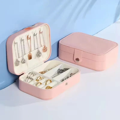 Portable Jewelry Storage Box Travel Organizer Jewelry Case Leather Storage Earrings Necklace Ring Jewelry Organizer Display