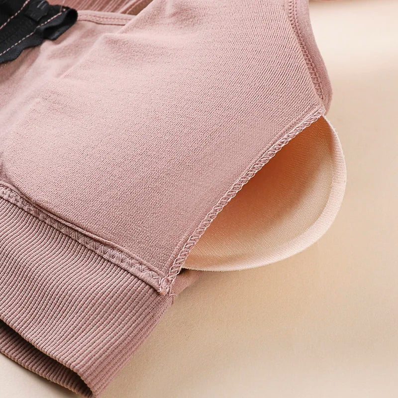 Women's sports bra fitness top front zipper design sports vest fashionable bra yoga gym sports bra