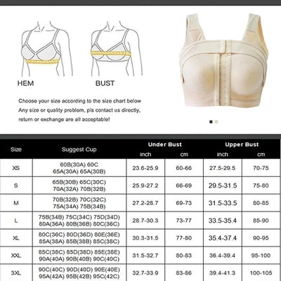 Dimmkof Front Buckle Closure Compression Bras Women's Adjustable Strap Posture Corrector Bras with Breast Support Band Shapewear