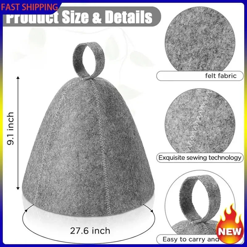 Hot Trend-6X Anti Heat Sauna Hat Thicken Wool Felt Shower Cap Hair Turban Quickly Towel Drying Towel Hats For Sauna Bathroom