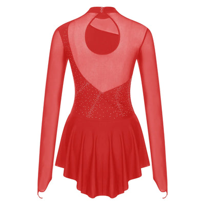 Women Modern Lyrical Dress Camisole Dance Costume Ballet Asymmetric High-Low Mesh Skirted Sleeveless Leotard Gymnastic Dancewear
