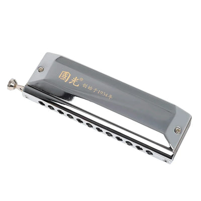 Professional Silver Chromatic Harmonica｜12-Hole 48 Tones w/Stainless Cover｜Guoguang Voice-Optimized｜Home Use for All Ages 🎶