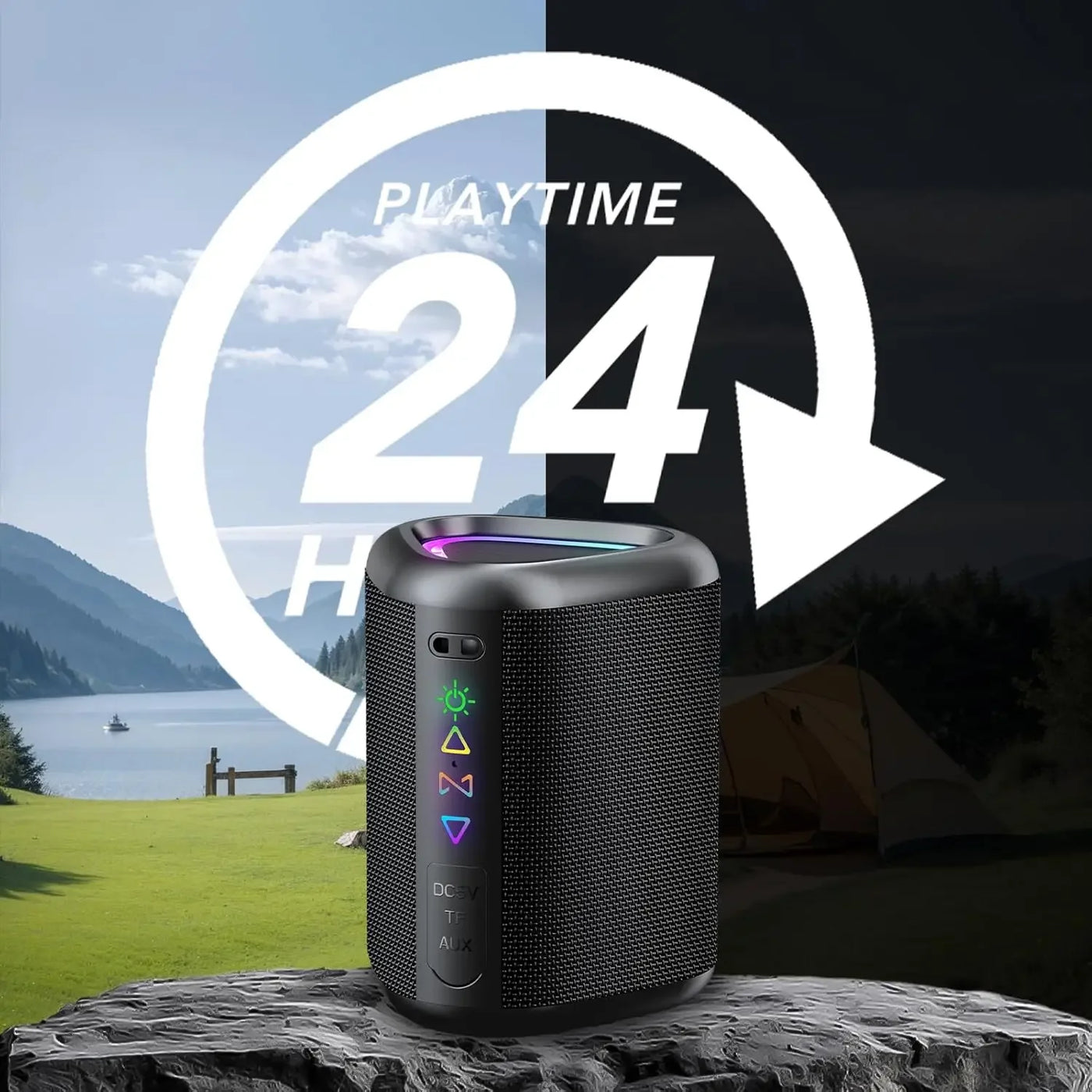 Bluetooth Speaker, 2025 Portable Wireless Speakers with Led Light, Bluetooth 5.4, 24H Playtime, Enhanced Bass, IPX7 Waterproof