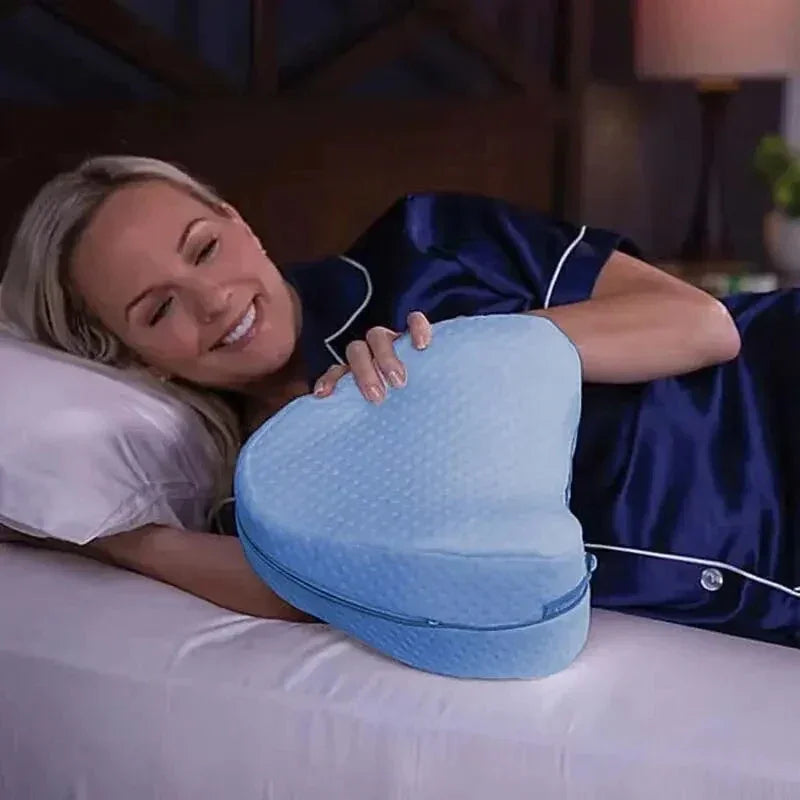 Ergonomic Heart-Shaped Leg Pillow - Soft Slow-Rebound Memory Cotton for Side Sleeping, Spine Alignment & Pressure Relief