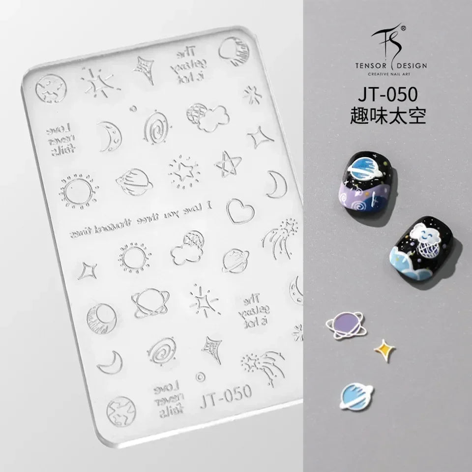 Geometric Bowknot Grid Lace Flora Edge Nail Art Silicone Carving Mold Mould Star Daisy Flower Charms Bow Tie Snowflake Template