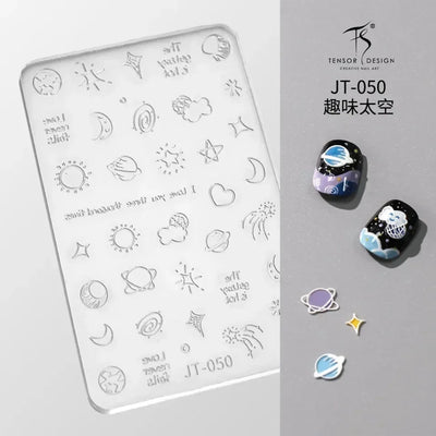 Geometric Bowknot Grid Lace Flora Edge Nail Art Silicone Carving Mold Mould Star Daisy Flower Charms Bow Tie Snowflake Template