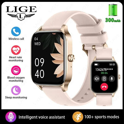 LIGE Fashion Smart Watch Women 1.85” HD Screen Custom Watch Face Women’s Health Monitor Watch Bluetooth Call Sports Smartwatches