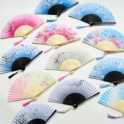 Folding Hand Fan Weddings Traditional Chinese Japanese Korean Art Craft Gift Bamboo Room Dance Props Wood Fans Home Decorations