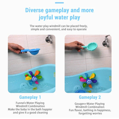 Baby Bath Toys Colorful Waterwheel Bathing Bathtub Water Spray Play Set Rainbow Windmill Bathroom Toy For Kids Toddler Children
