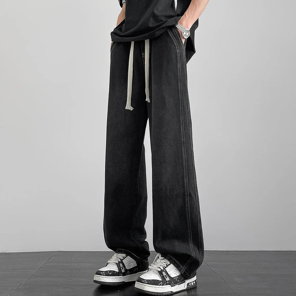 Men's denim pants American retro straight leg jeans loose and breathable suitable for daily casual street men's essential items