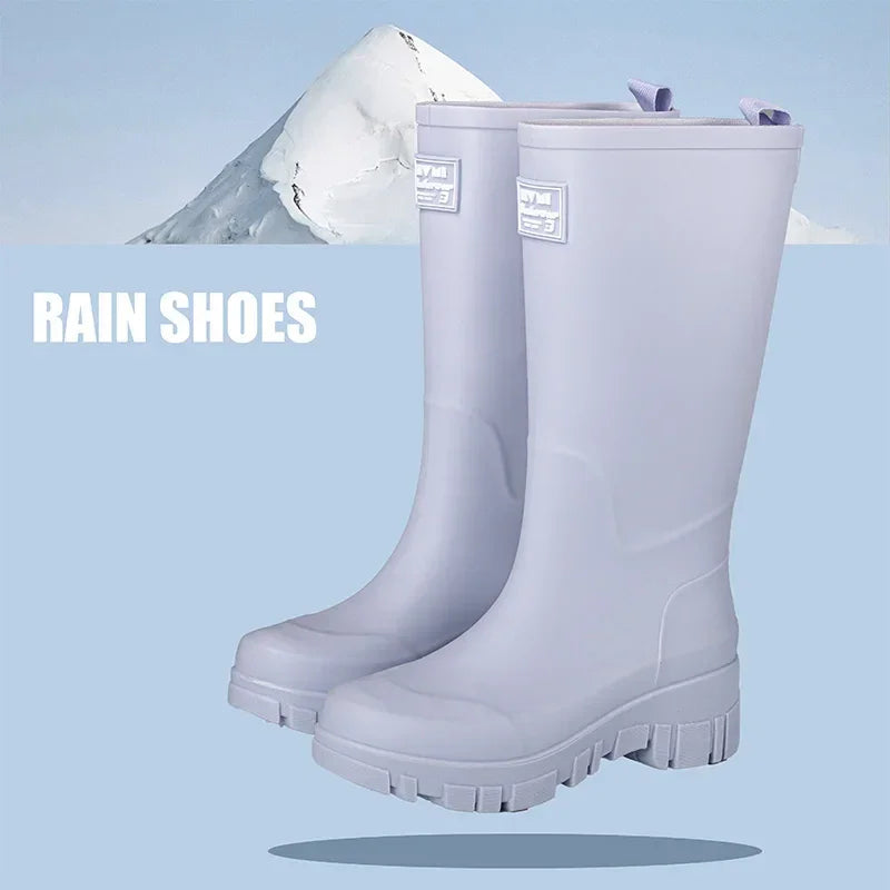 Women Waterproof Boots New Style Elastic Mouth Ankle Boots Mid Top Rain Shoes Non Slip Outdoor Indoor Chelsea Water Boot Woman