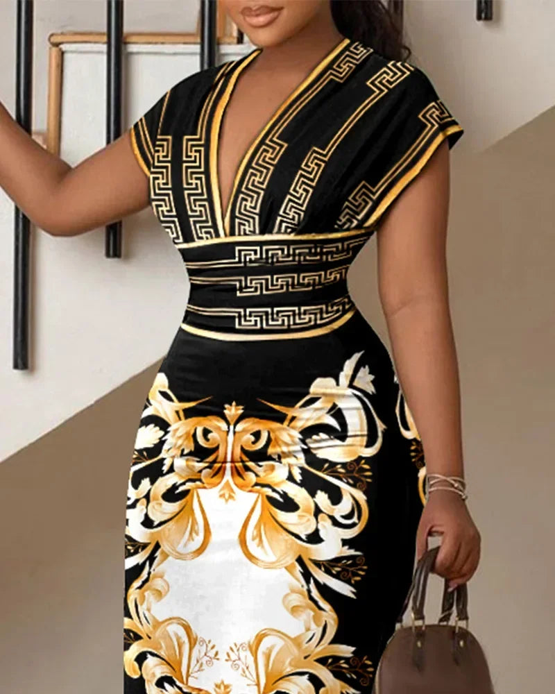 2025 Hot Sale Sleeveless Print Off Shoulder Vintage Sexy Women Summer Dresses Party Night Club Robe Elegant Gowns - Elanique