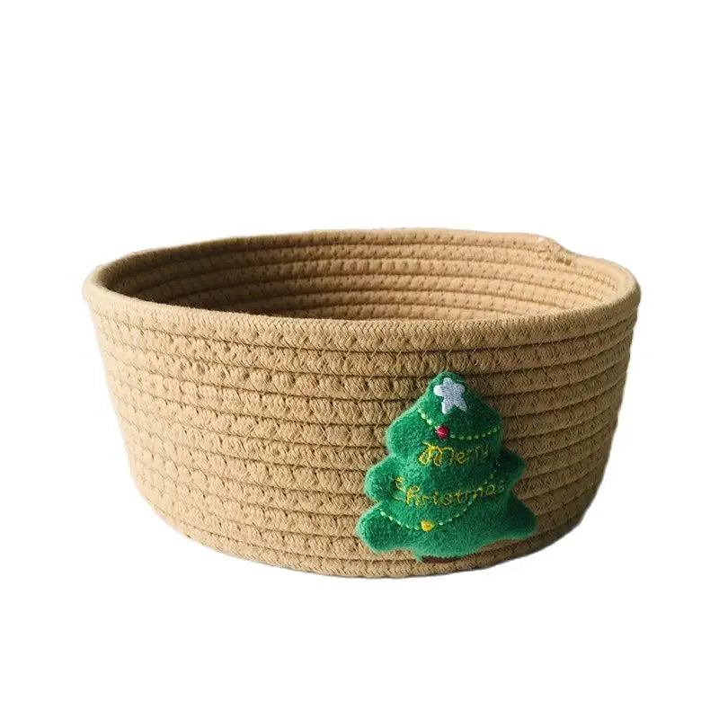 Hand Woven Storage Basket Christmas Present Candy storage Baskets Cartoon Kids Toys Desktop Organizer Sundries Storage Box
