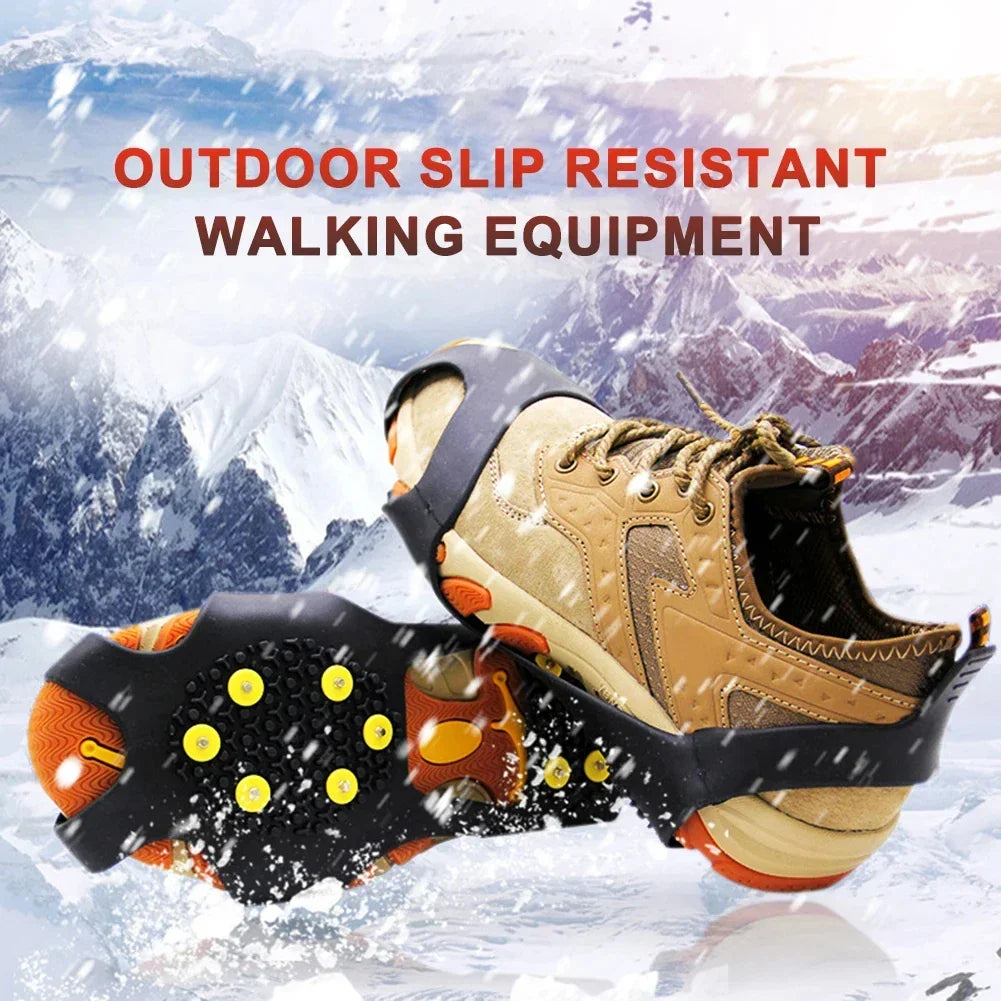 Outdoor 10Teeth Climbing Crampons Anti-Slip Mountaineering Cleats Unisex Snow Claw Shoe Covers Walking Hiking Accessories Spikes