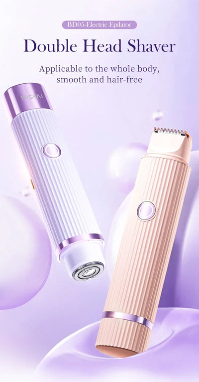 Electric Razors for Women 2in1 Bikini Trimmer Facial Mustache Shavers for Ladies Body Underarms Legs Portable Painless Epilator