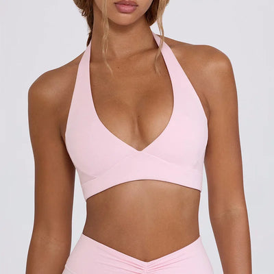 Women's Yoga Suits Quick Drying Leggings Gym Shorts Nude Hanging Neck Bra Running Gym Exercise Sets