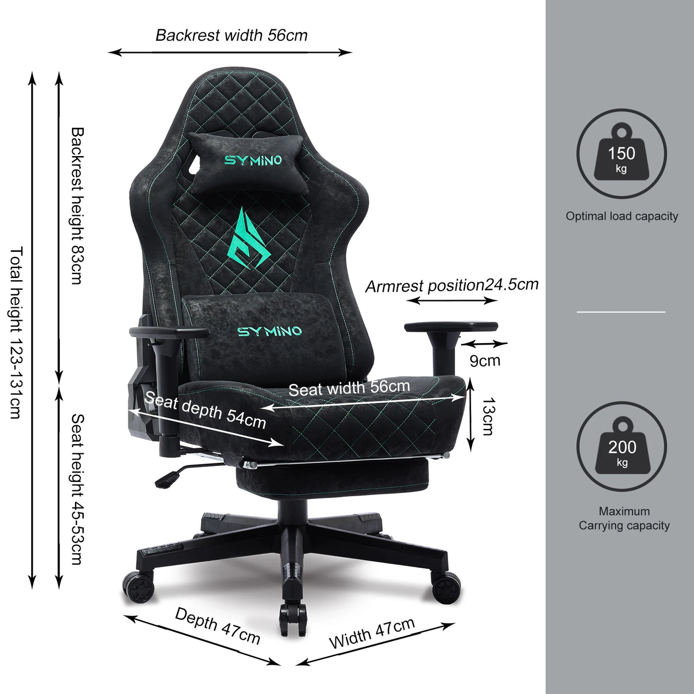 Symino Gaming Chair with Footrest, Racing Chair Design PC Chair, Vintage PU Leather, Ergonomic Office Chair