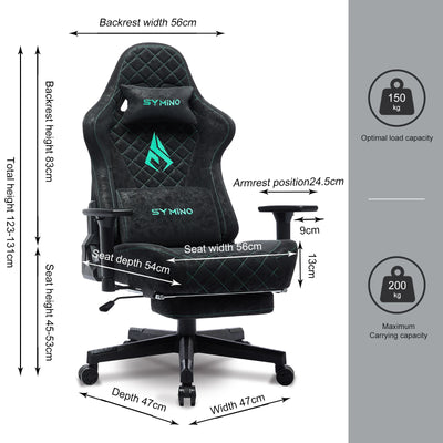 Symino Gaming Chair with Footrest, Racing Chair Design PC Chair, Vintage PU Leather, Ergonomic Office Chair