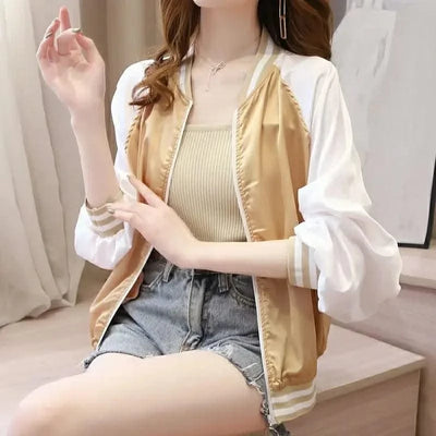 Bomber Jacket for Women Loose Short New in Baseball Aviator Coat