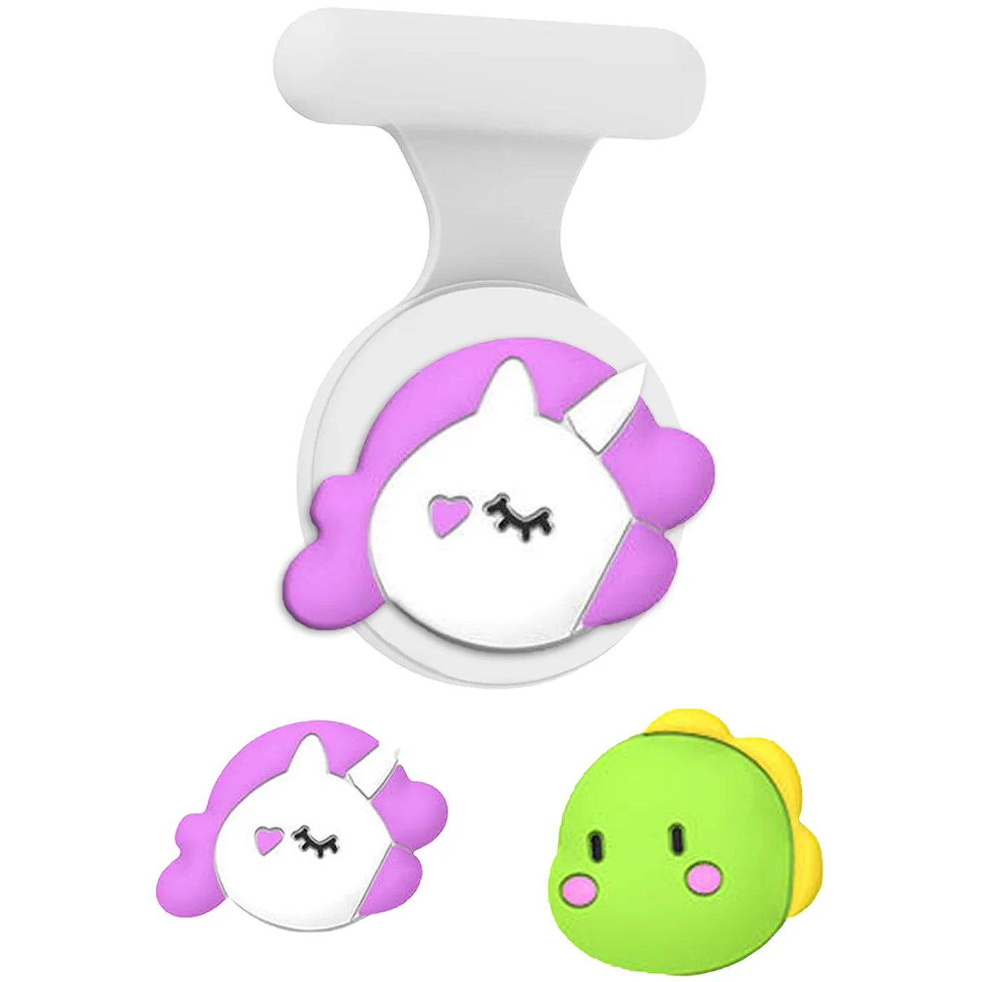 Unicorn selfie light with purple white accents for kids AirTag holder