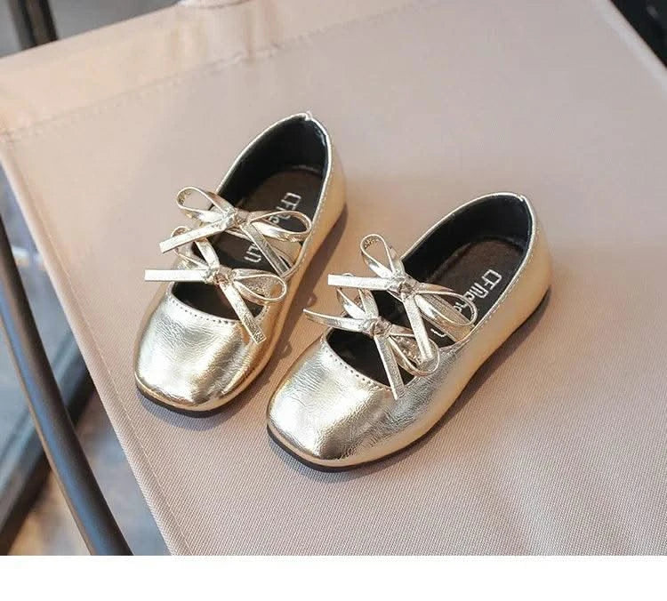 Autumn Children's Fashion Causal Black Ballet Shoes Solid Color Bowknot Elegant Girl Princess Shoes New Kids Leather Shoe