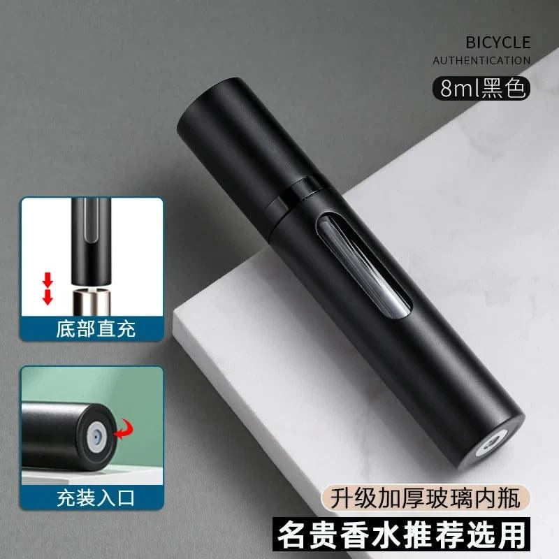 Portable Luxurious 9ml Travel Perfume Bottle Rosted Metal Shell Bottom Filling Sample Delicate Spray Empty Perfume Dispenser